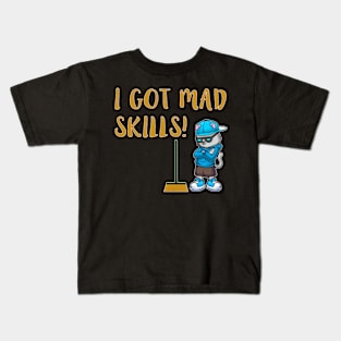 Funny Broom Challenge Cool Cat I Got Mad Skills Funny Kids T-Shirt